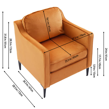 Fleece Upholstery Single Sofa Armchair Orange
