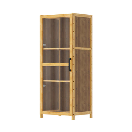 3-Tier Narrow Bookcase Storage Cabinet with Acrylic Door