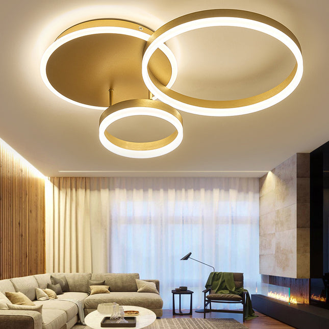Modern Round LED Chandelier Ceiling Light  3 Circle Dimmable