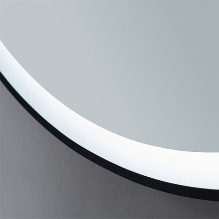 Black 60cm Round Metal Framed LED Wall Mirror