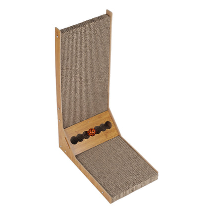 Corrugated L-shaped Cat Scratcher with Toys