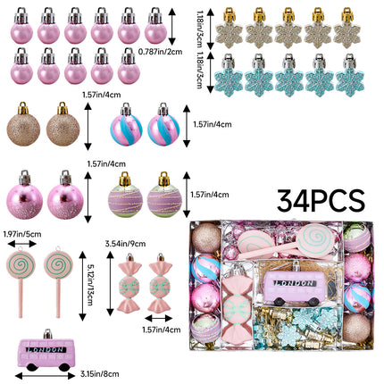 34-Piece Christmas Ornaments for Christmas Tree Decorations
