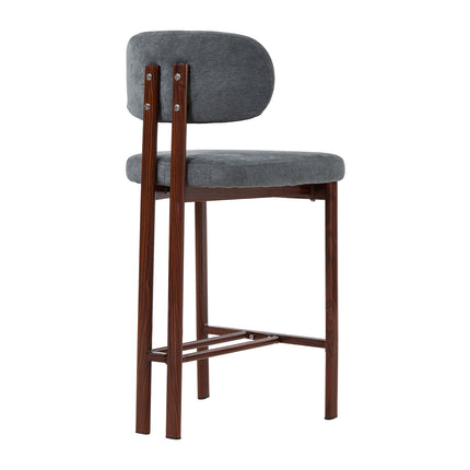 Set of 2 Chenille Upholstered Bar Stools