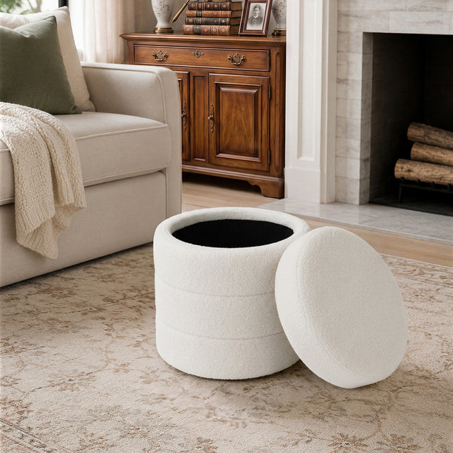 Teddy Fleece Upholstered Storage Ottoman