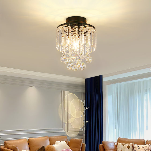 Black 23x26cm Bedroom Crystal LED Ceiling Light