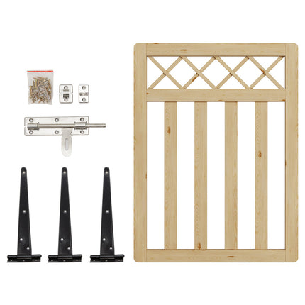 3 x 4ft Outdoor Cross Top Wooden Garden Gate Pedestrian Fence Yard Door