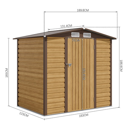 Outdoor Galvanized Steel Tawny Storage Shed