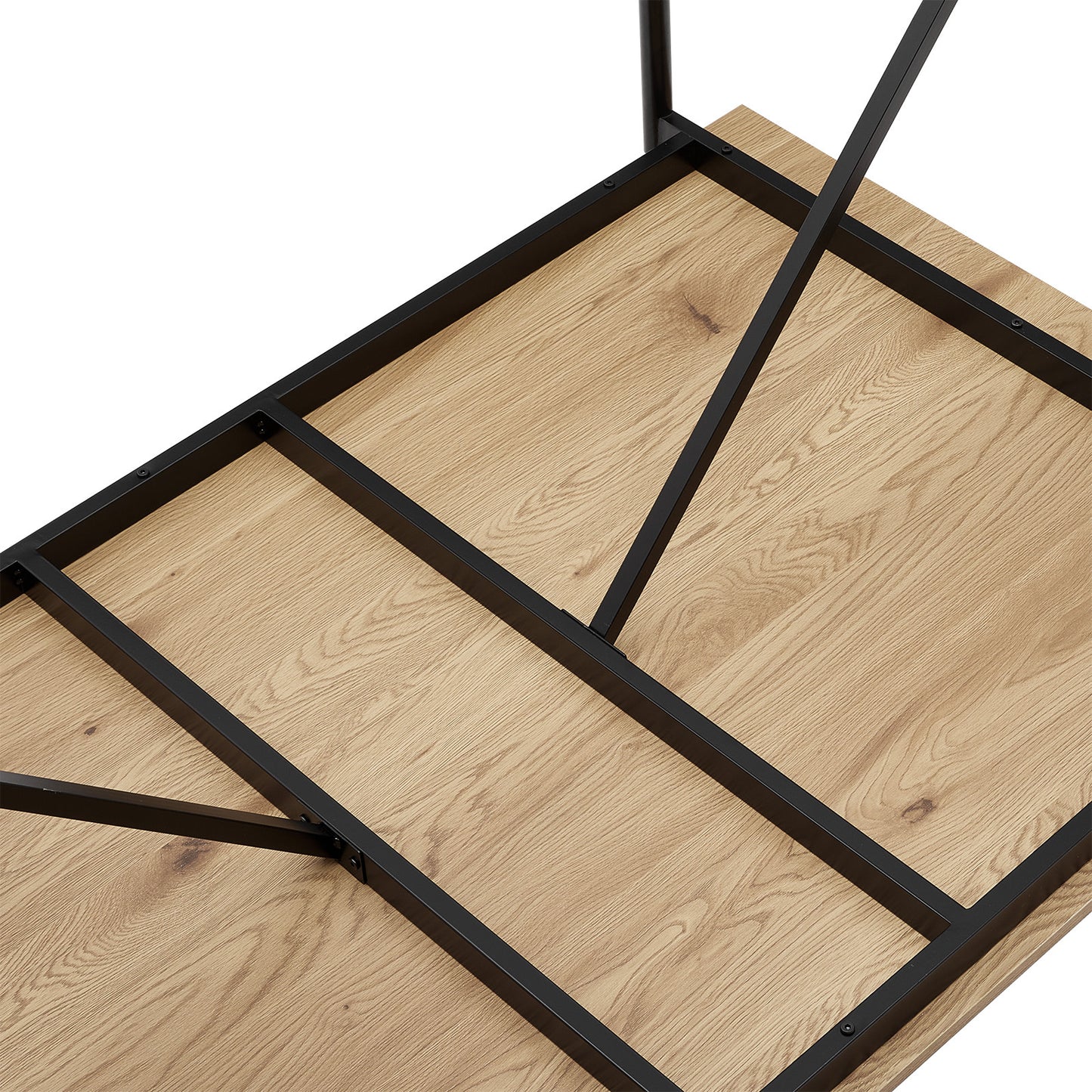 4 Seats Rustic Dining Table with Black Metal Base