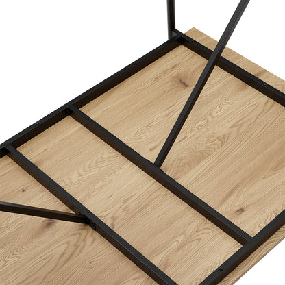 4 Seats Rustic Dining Table with Black Metal Base