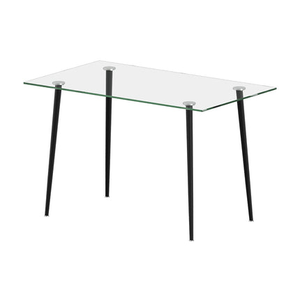 Modern Dining Table with Tempered Glass Tabletop & Metal Legs