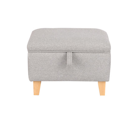 49CM Linen Storage Organizer Ottoman Footstool Light Grey