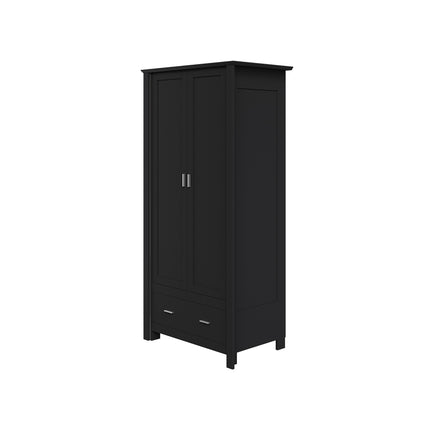 Modern Double-Door Wardrobe with Drawer & Hanging Rail
