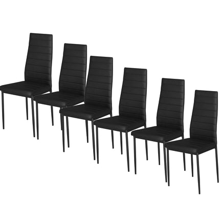 Set of 6 PU Leather Padded Seat Metal Legs Dining Chair