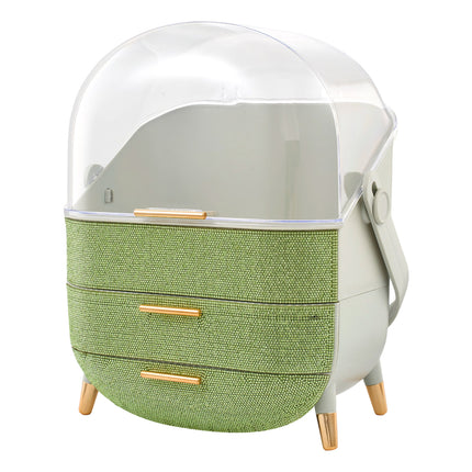 Countertop Portable Oval Makeup Storage Box with Transparent Cover