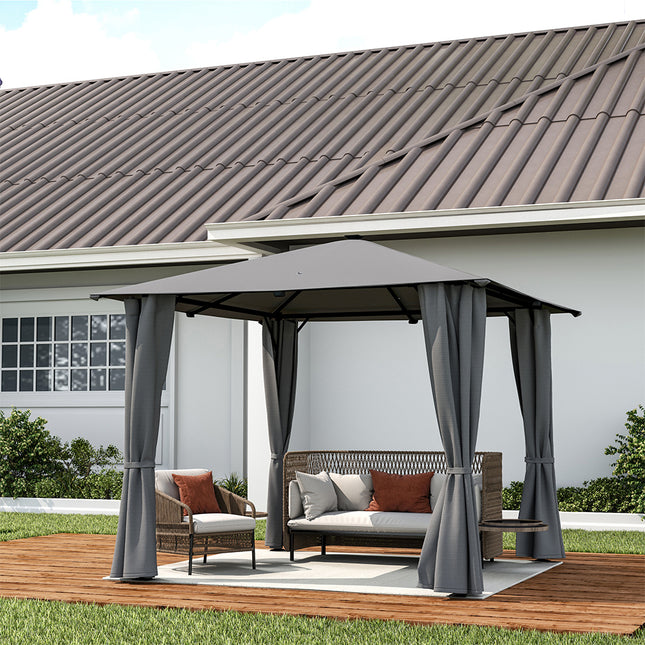 Metal Gazebo with Lights Dark Grey
