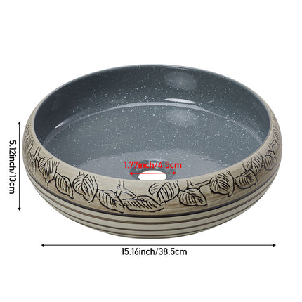 Ceramic Countertop Washbasin Vessel Sink with Waste Kit