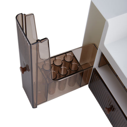 Large Capacity White Makeup Organizer with Semi Transparent Drawers