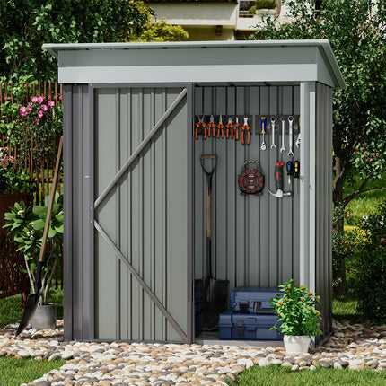 Grey Outdoor Metal Storage Shed with Lockable Door
