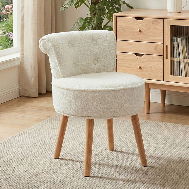Teddy Fleece Upholstered Vanity Stool