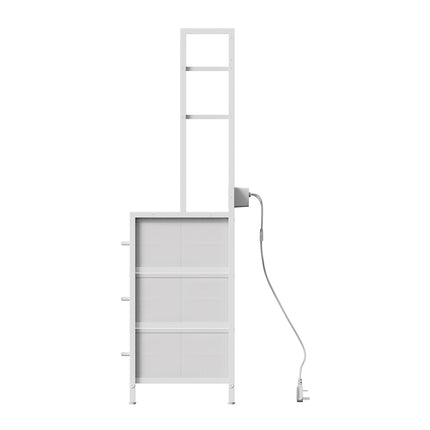 3-Drawer Nightstand with Charging Station & RGB Light Strip