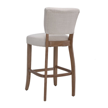 Set of 2 Height Linen Bar Stool for Kitchen, 105cm H Beige