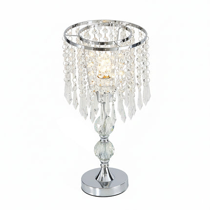 Luxury Table Lamp with Iron Base and a Crystal-Beaded Shade