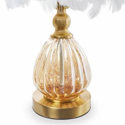 Glass & Iron Table Lamp with 12W Bulb