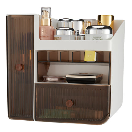 Large Capacity White Makeup Organizer with Semi Transparent Drawers