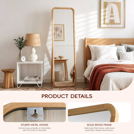 155cm Wooden Frame Full Length Mirror with Stand