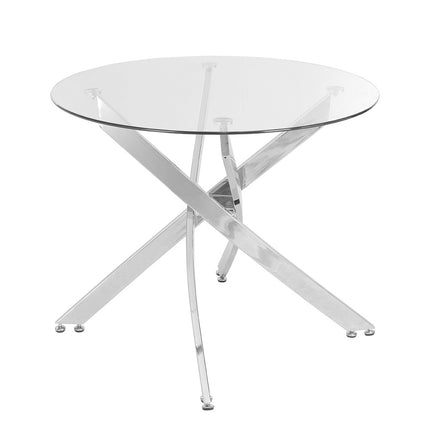 Modern Round Glass Coffee Table with Metal Frame
