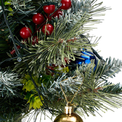 2-Pack Artificial Christmas Trees with Decorations and LED Lights