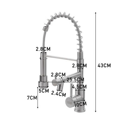 Stainless Steel Kitchen Faucet with Pull Down Spring Spout and Pot Filler