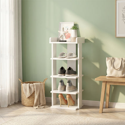 5 Tiers Shoe Rack Organizer Storage Stand Shelf Space Saving White