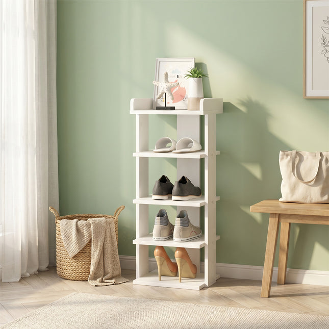 5 Tiers Shoe Rack Organizer Storage Stand Shelf Space Saving White