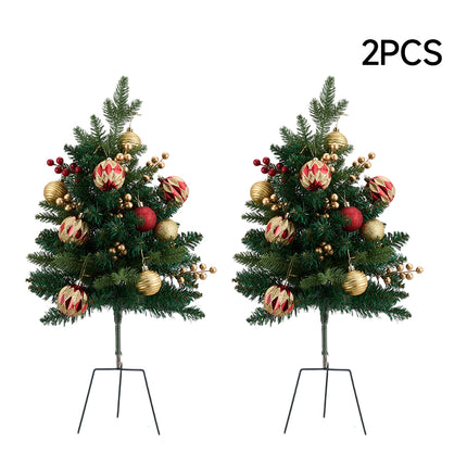 2-Pack Artificial Christmas Trees with Decorations and LED Lights