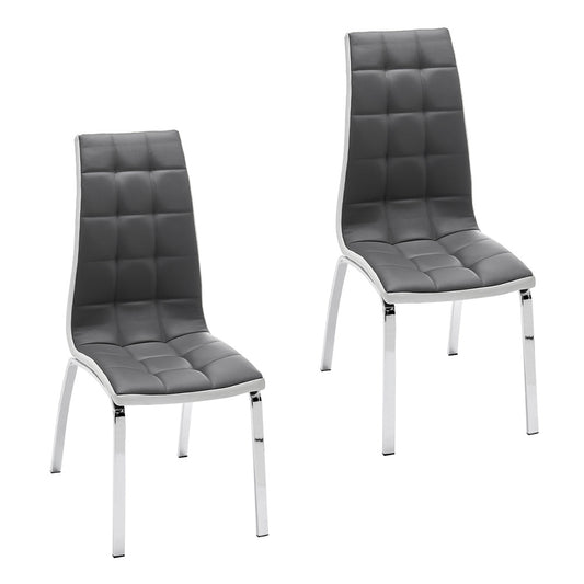 Grey Faux Leather Dining Chair with Metal Legs