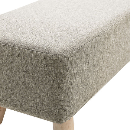 Rectangular Upholstered Linen Shoe Changing Bench with Rubberwood Legs