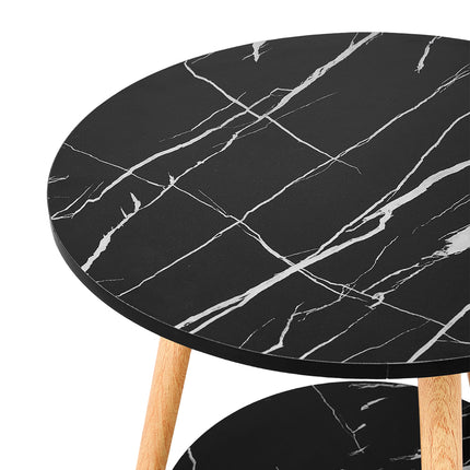 Double-Tier Round Wooden Side Table