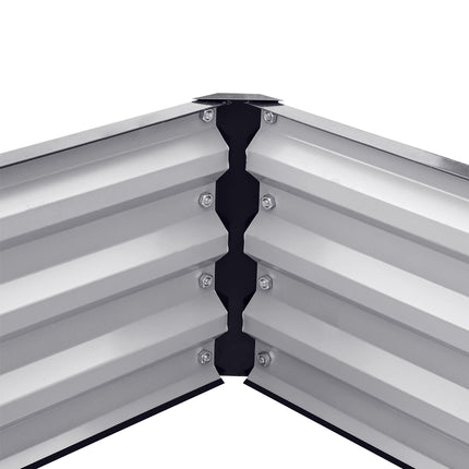 L-Shaped Galvanized Steel Raised Garden Bed Charcoal Black
