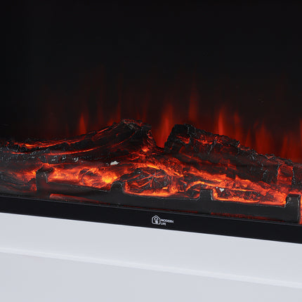 39 Inch Electric Fireplace with White Wooden Mantel