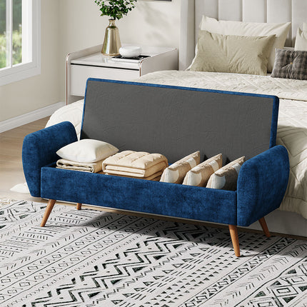Chenille Upholstered Storage Bench