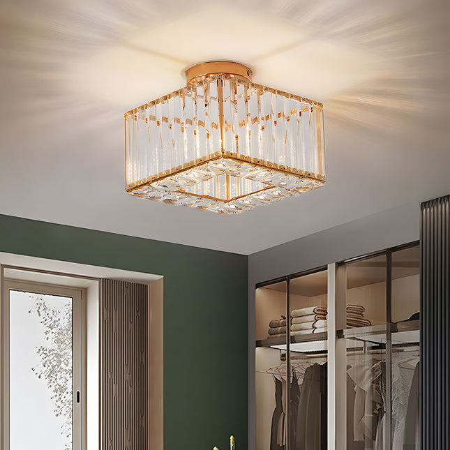 Semi Flush Mount Ceiling Light with Crystal Shade