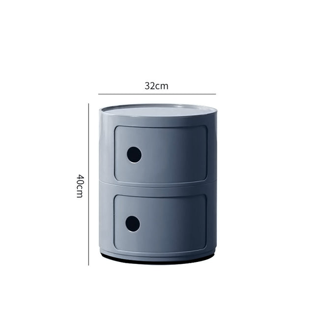 32cm Cylindrical 2 tiered Drawer Storage Drawer Unit Grey