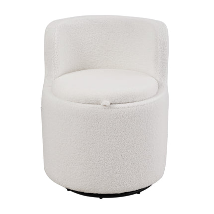 360° Upholstered Sherpa Swivel Chair with Storage