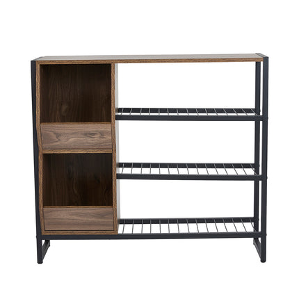 Three-Tier Shoe Organizer Shelf in Brown Modern Walnut