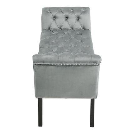 Grey Velvet Upholstered Bedroom Bench