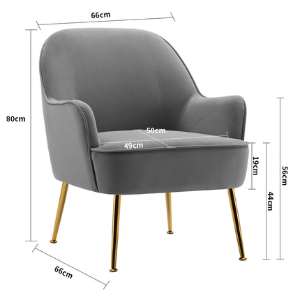 Contemporary Upholstered Comfy Armchair with Gold-Plated Feet