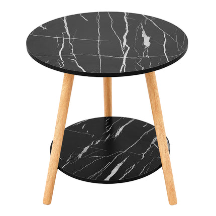 Double-Tier Round Wooden Side Table
