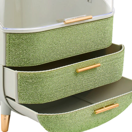 Countertop Portable Oval Makeup Storage Box with Transparent Cover