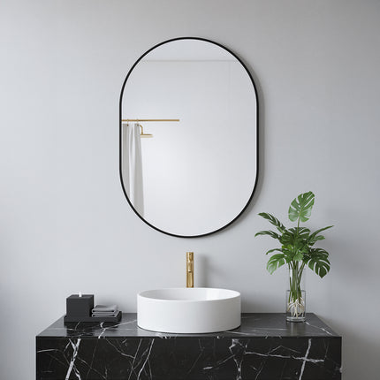 Black Frame Oval Wall Mirror